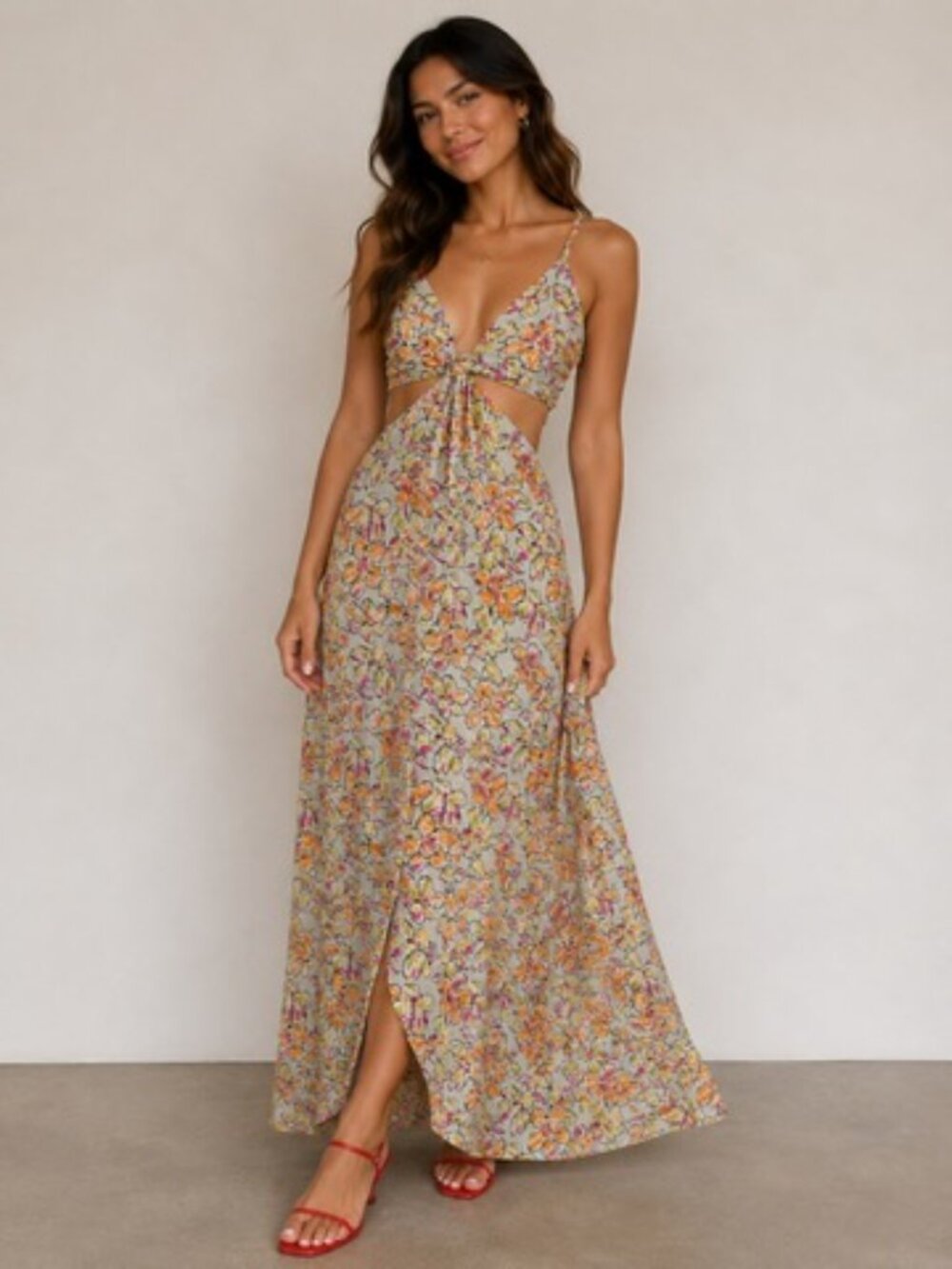Maje floral print sexy summer maxi dress size 36